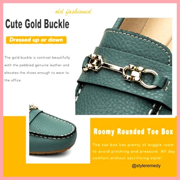 Leather Loafers Slip On Comfort Flats Business Casual Work Shoes - Picture 5 of 7